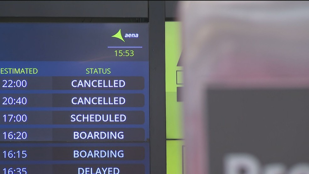 Cancelamento de voos no Aeroporto de Congonhas, em SP, afeta outros aeroportos do país — Foto: Reprodução/TV Globo