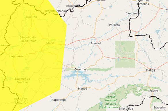 Inmet emite alerta de baixa umidade para 31 cidades do Sertão da Paraíba