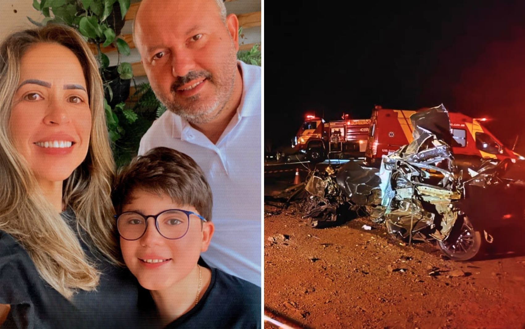 Carro em que estavam vereador de Cachoeira Alta e família ficou destruído após batida; vídeo