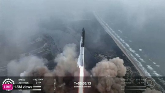Pela primeira vez, maior foguete já construído consegue ir até o espaço e voltar à atmosfera da Terra - Programa: Jornal Nacional 