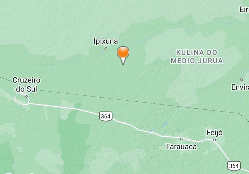 Tremor de terra ocorreu a 124 quilômetros de Tarauacá, interior do Acre — Foto: Reprodução