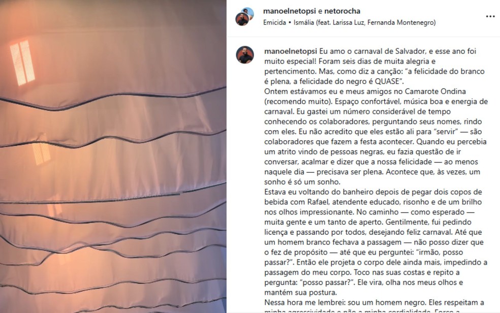 Psicólogo denunciou racismo nas redes sociais — Foto: Reprodução/Redes Sociais