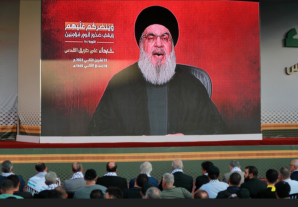 Hassan Nasrallah em 3 de novembro de 2023 — Foto: Ahmad Al-Rubaye / AFP