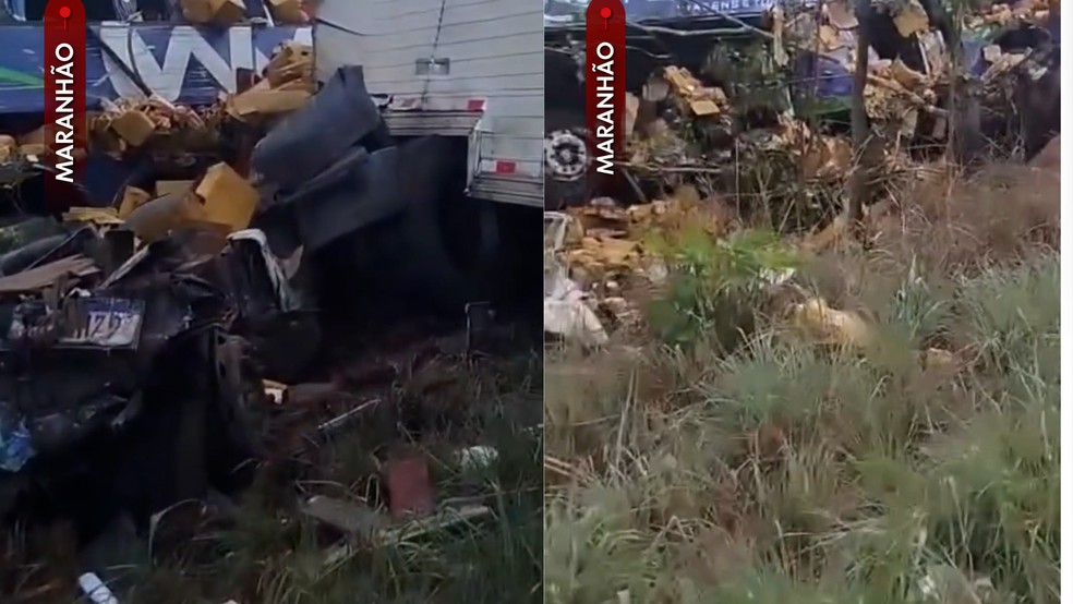 Acidente entre ônibus e caminhão-baú é registrado na BR-316 entre Timon e Caxias — Foto: Reprodução