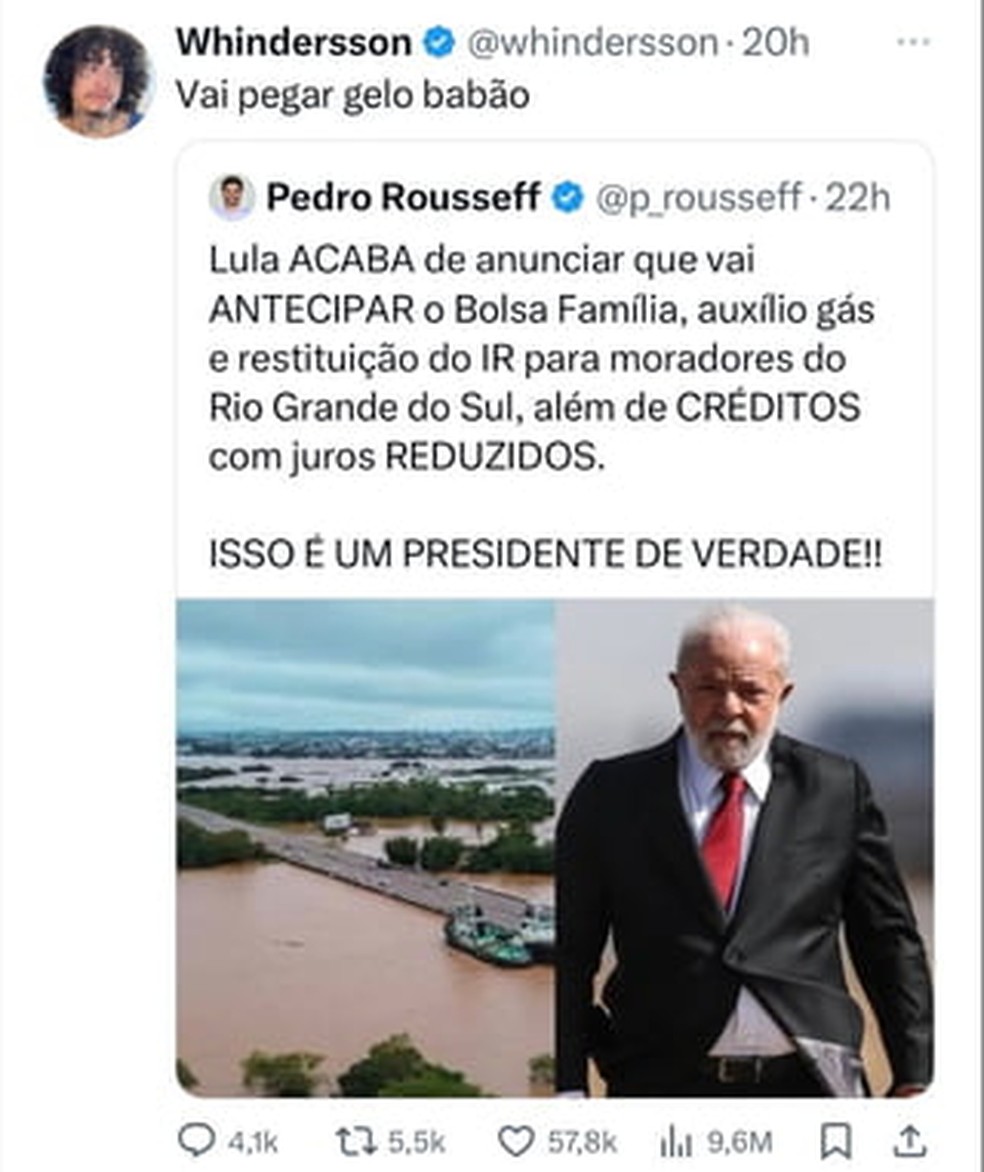 Whindersson debocha de Lula — Foto: Reprodução/Twitter
