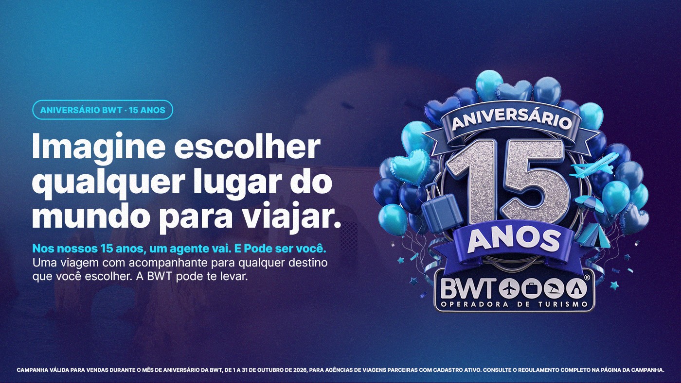 BWT Operadora faz 15 anos e sorteia viagem a qualquer lugar do mundo