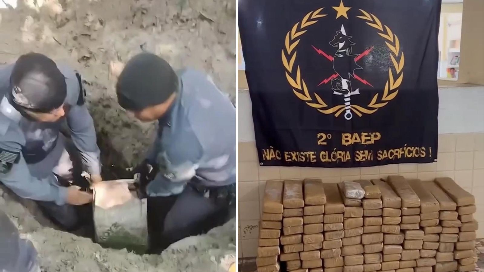 Polícia Militar encontra mais de 100 kg de drogas enterradas em área de mata em São Vicente, SP