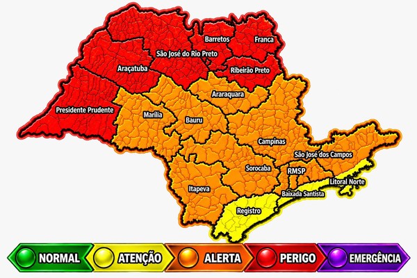 Noroeste de SP entra em alerta vermelho por baixa umidade com onda de calor de até 7°C acima da média
