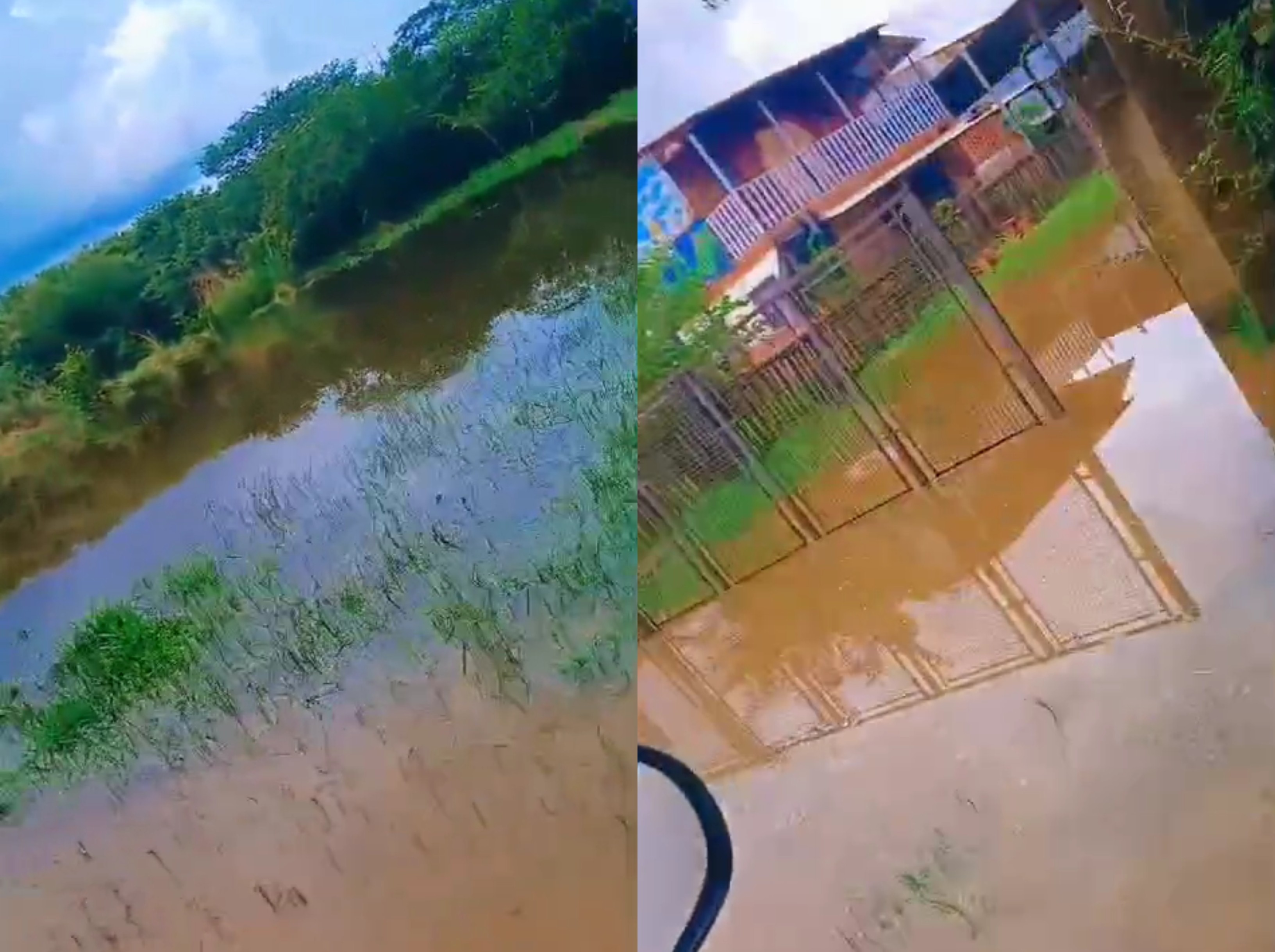 Nível de rio sobe, alaga ruas e invade ranchos em Itapetininga