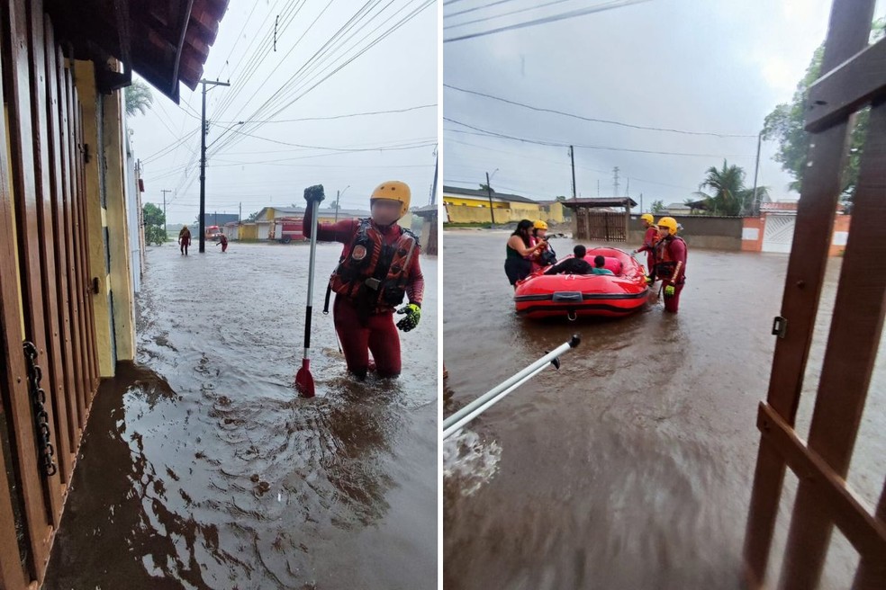 &Aacute;gua invade casas durante alagamento na Baixada Santista &mdash; Foto: Reprodu&ccedil;&atilde;o