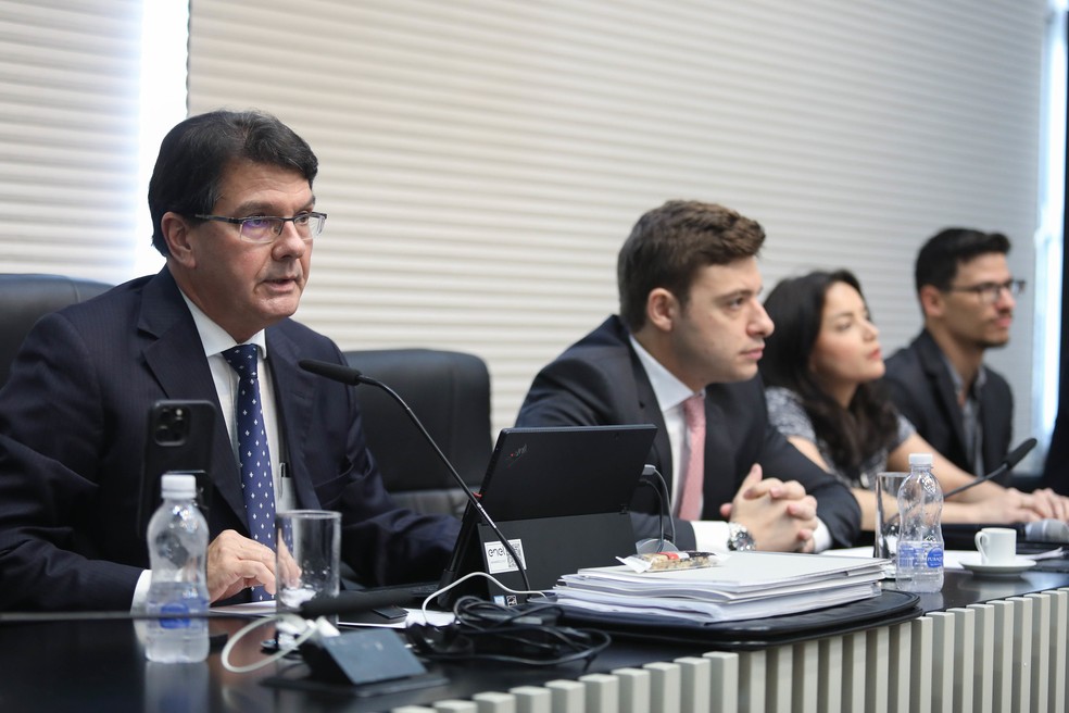 O presidente da Enel em São Paulo, Max Xavier Lins, em depoimento à CPI da Alesp — Foto: Divulgação/Alesp