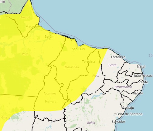 Meteorologia emite alerta de chuvas intensas para todo o Maranhão; veja a previsão do tempo