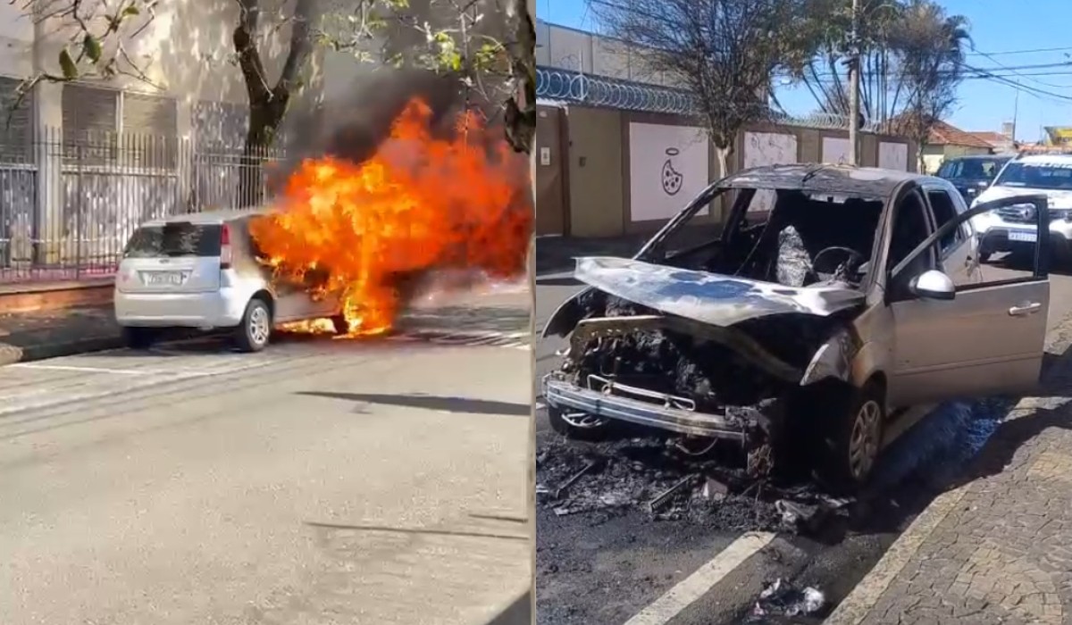 Carro entra em chamas após pane no circuito elétrico em Americana, diz PM