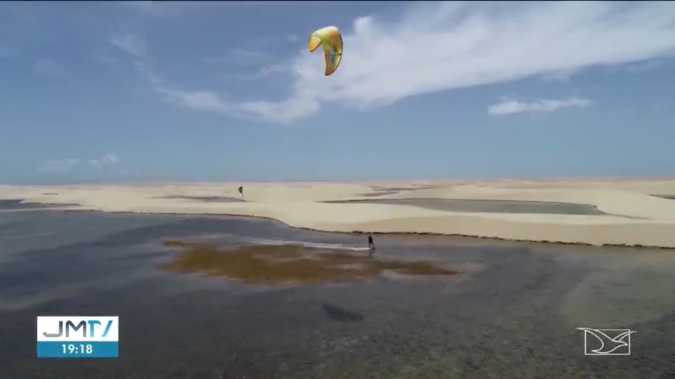 Região disputada é boa para a prática de kitesurf e para a construção de um parque eólico.  — Foto: Reprodução/TV Mirante