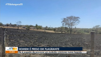 Homem é preso em flagrante suspeito de provocar incêndio criminoso em fazenda