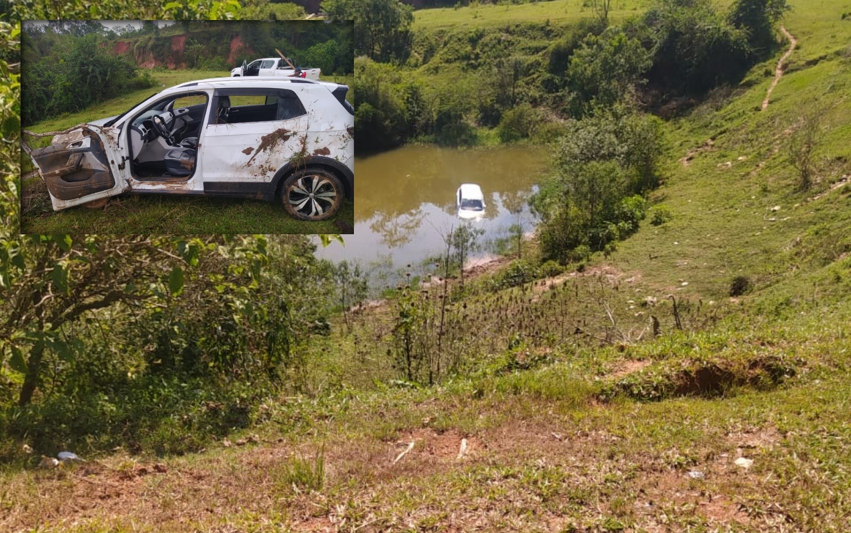 Motorista é encontrado morto dentro de carro que caiu em lago às margens da MG-290, em Pouso Alegre, MG