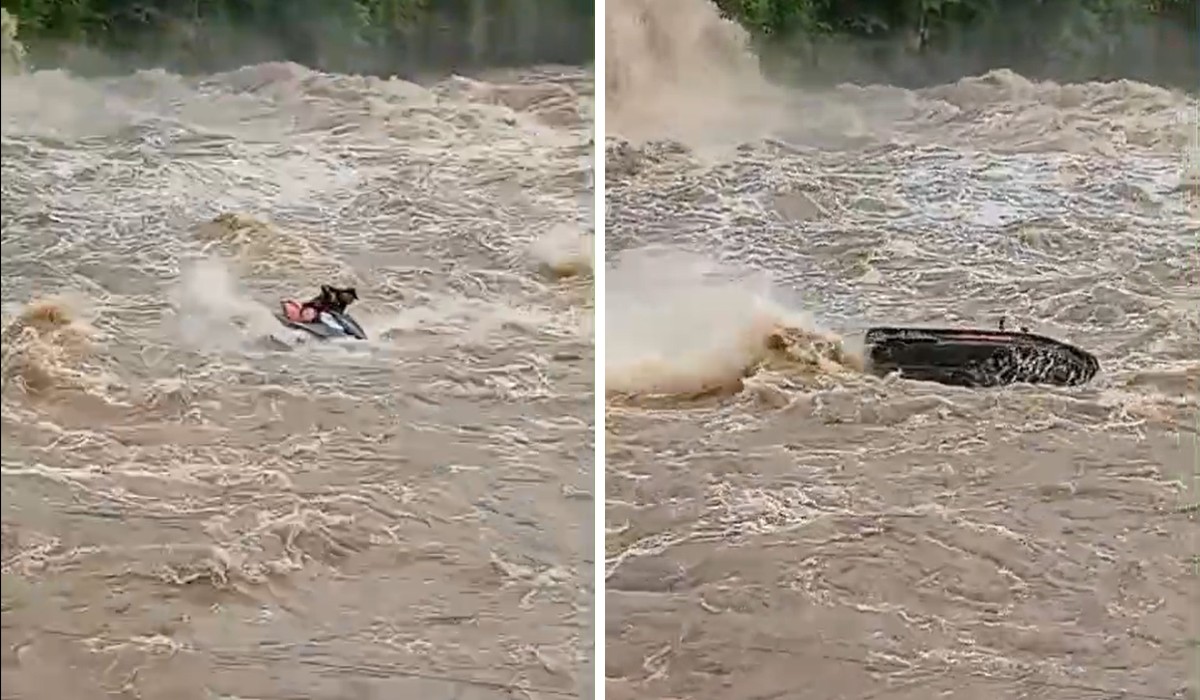 VÍDEO: piloto de jetski cai no Rio Piracicaba durante manobra