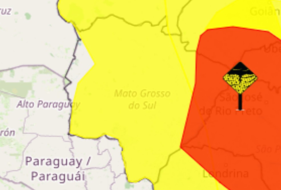 Calor acima da média e risco de temporais marcam segunda-feira em MS — Foto: Inmet