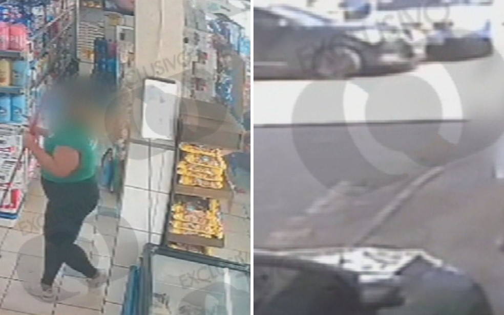 Funcionária se assusta com batida em Goiânia, Goiás — Foto: Reprodução/TV Anhanguera