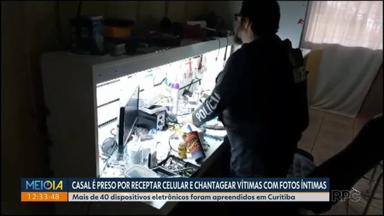 Casal é preso por receptar celular e chantagear vítimas com fotos íntimas - Programa: Meio Dia Paraná - Curitiba 