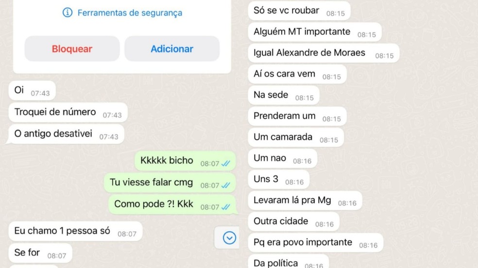 Golpista entrou em contato com o dono do número de quem ele estava se passando — Foto: Redes Sociais