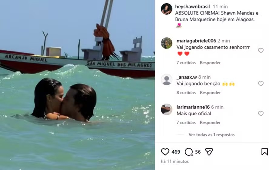 Bruna Marquezine e Shawn Mendes celebram 2026 em São Miguel dos Milagres, Alagoas