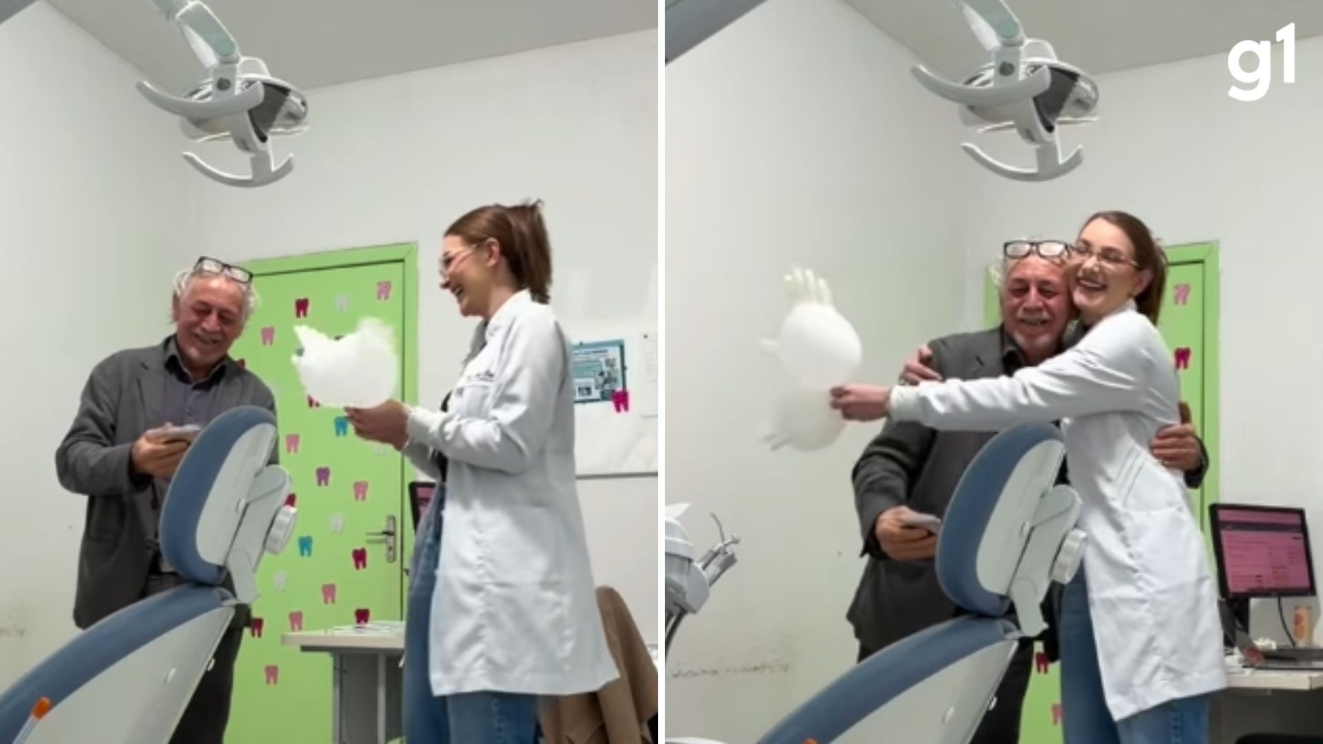 VÍDEO: Dentista improvisa festa de aniversário para paciente em posto de saúde no RS
