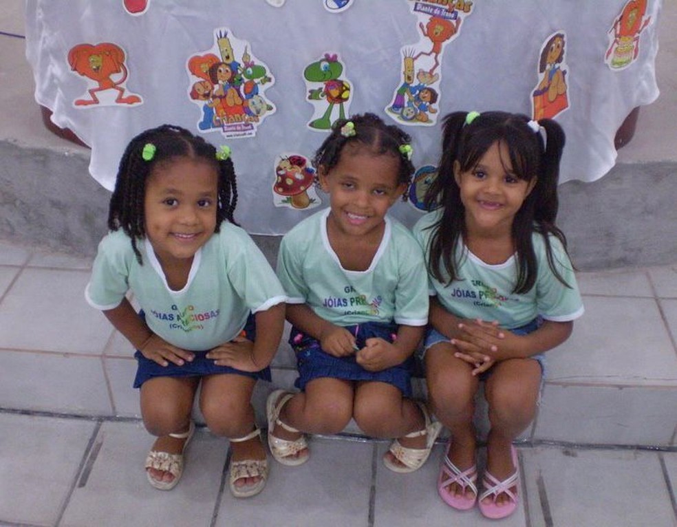 Lisandra, Lisiane e Lyandra na infância — Foto: Arquivo pessoal