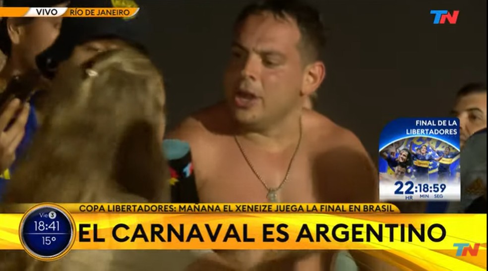 Em entrevista à imprensa Argentina, torcedor do Boca chama tricolores de 'escravos, macacos de m*rda' — Foto: Reprodução