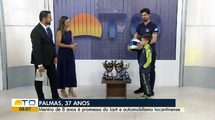 Conheça menino de 8 anos que é uma promessa do kart e automobilismo do Tocantins