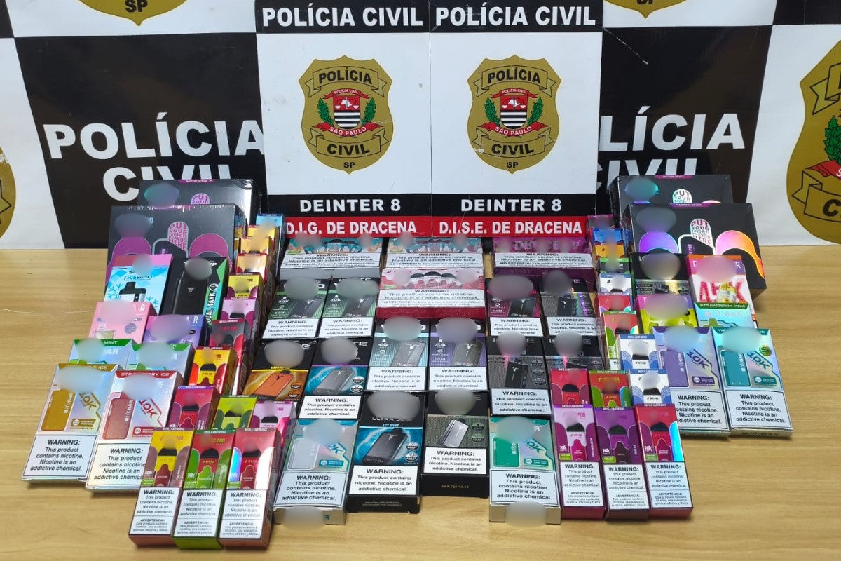 Polícia Civil apreende ‘pods’ e ‘vapes’ vendidos ilegalmente em casa no interior de SP