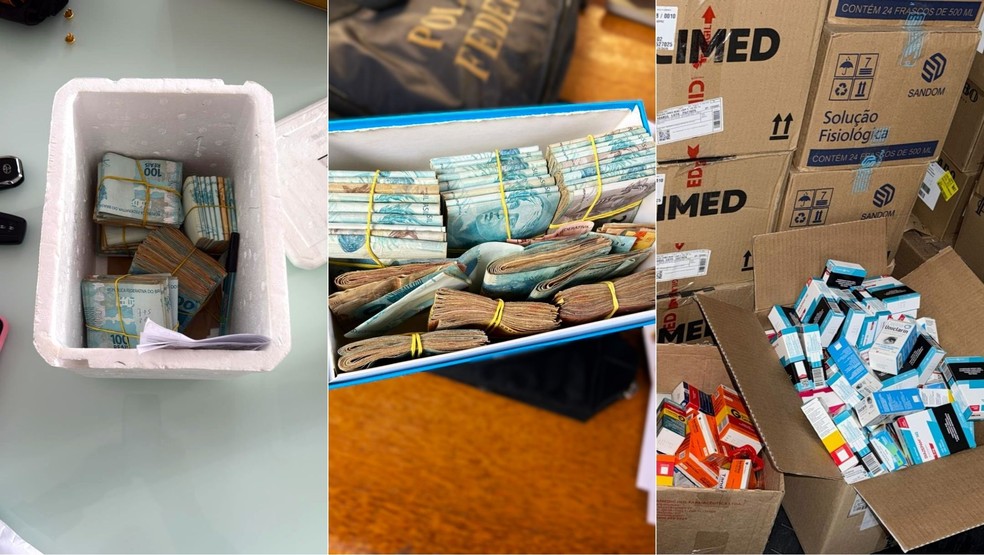 Dinheiro foi apreendido na casa de um dos s�cios de uma empresa investigada � Foto: PRF/Divulga��o