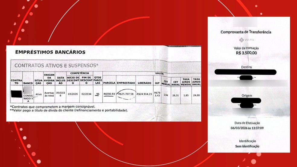 Comprovantes mostram empréstimos e transferências bancárias — Foto: Cedidas pela Polícia Civil