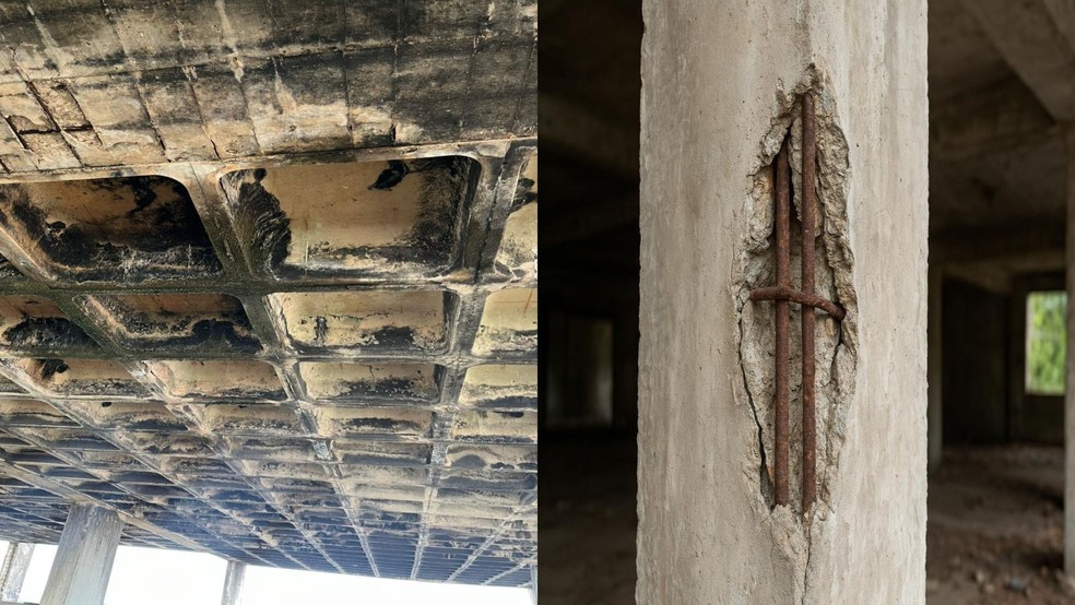 Fisuras no Prédio da Avenida Rio Madeira (em frente ao Pvh Shooping) — Foto: Reprodução/ Projeto de Extensão "Engenharia Solidária – Revitalização Urbana com Responsabilidade Social"