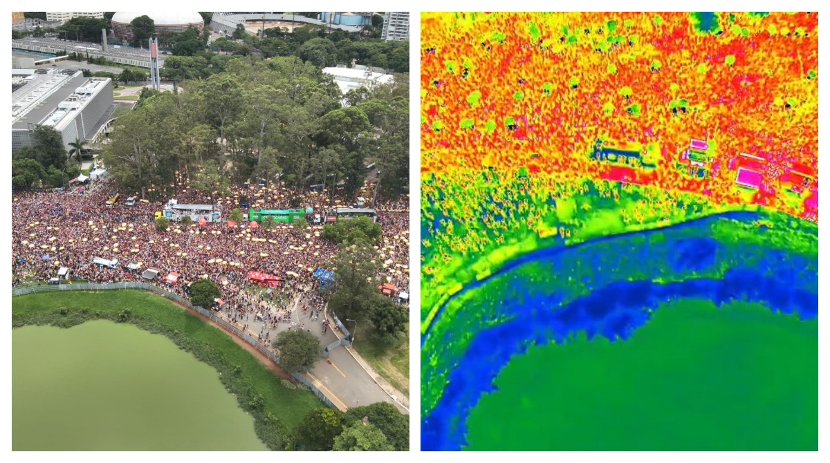 VÍDEO: Drones da PM registram temperatura de foliões e mostram mapa de calor em blocos do pós-carnaval em SP