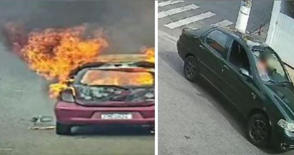 Dois carros suspeitos de participarem da tentativa de homicídio contra prefeito Aprigio foram gravados por câmeras de segurança — Foto: Reprodução