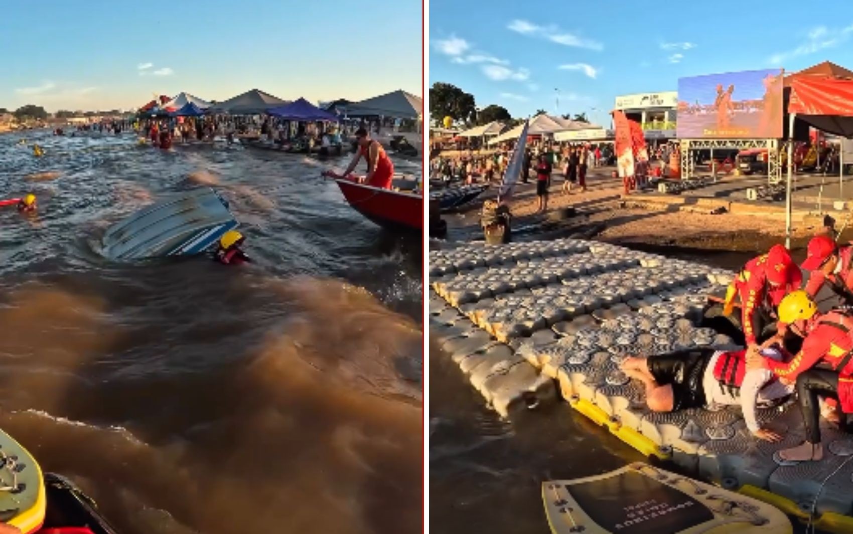Barco naufraga durante passeio com quatro pessoas no Rio Araguaia; vídeo 