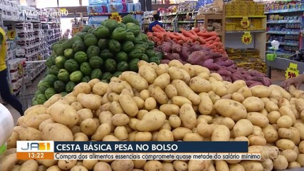 Compra de alimentos básicos compromete quase metade do salário mínimo