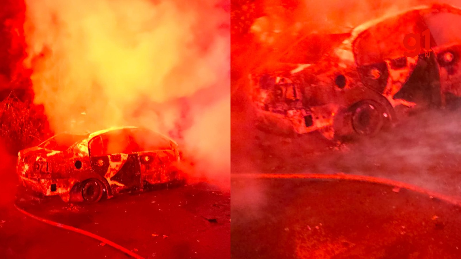 Vídeo: Carro é destruído por incêndio após batida com outro na Zona Sul de Teresina; duas pessoas ficam feridas