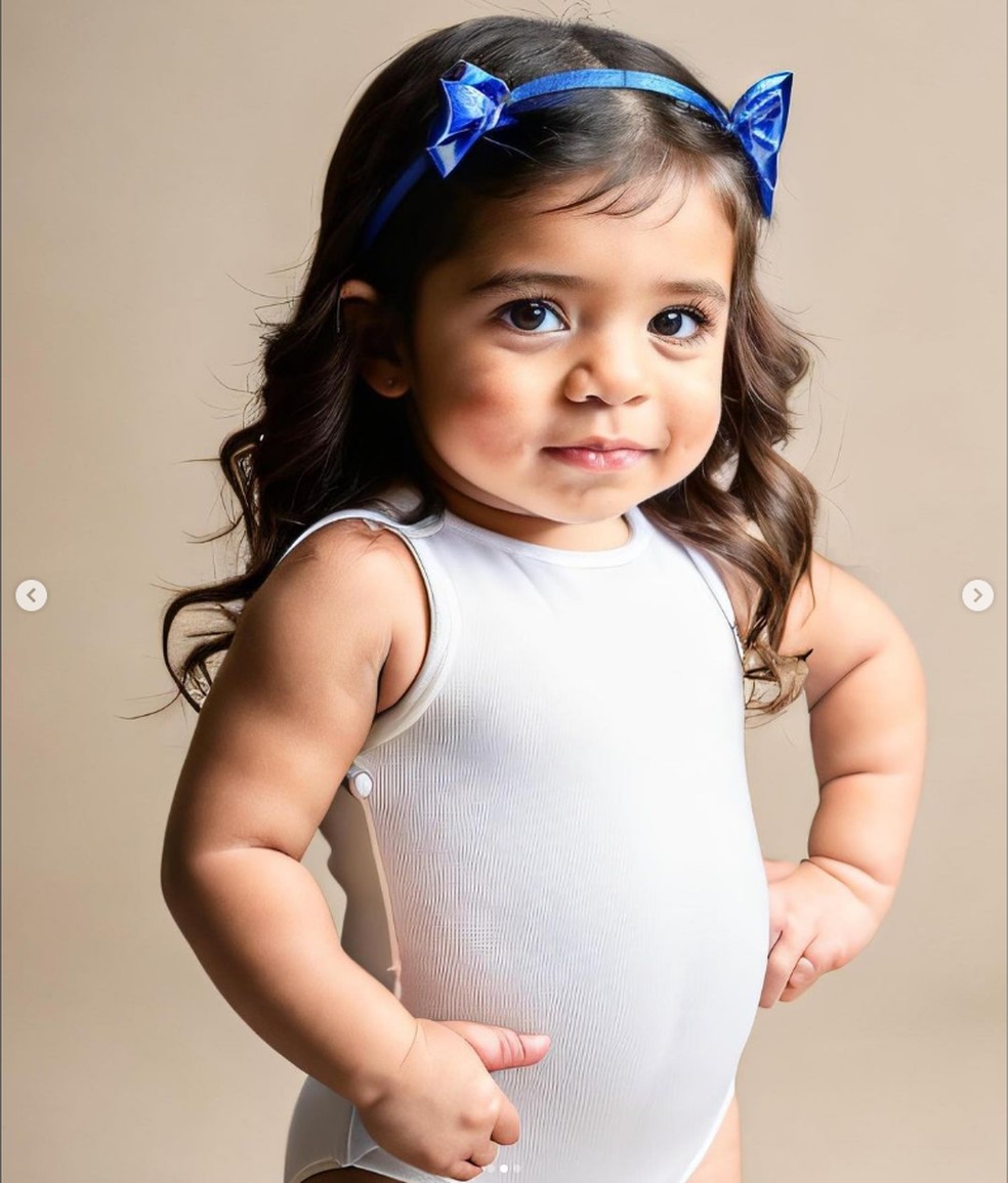 Imagem do bebê da influenciadora Pequena Lo criada no Remini — Foto: Reprodução/Instagram