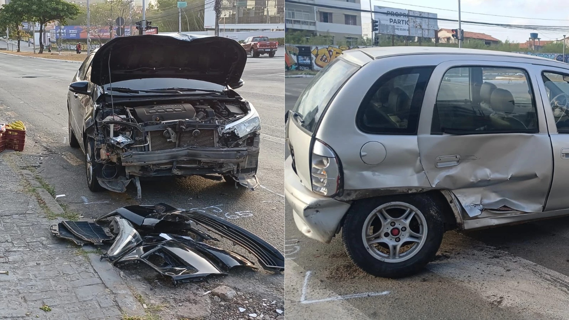 Carro avança sinal vermelho e bate em outro veículo na Avenida Colares Moreira, em São Luís
