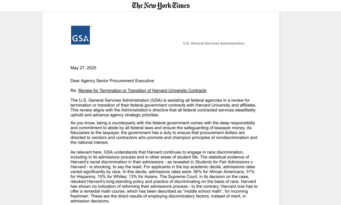 Trump X Harvard: carta do governo dos EUA pede que agências federais encerrem contratos com a universidade, diz jornal