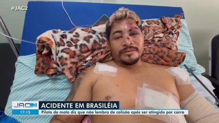Piloto de moto diz que não lembra de colisão após ser atingido por carro
