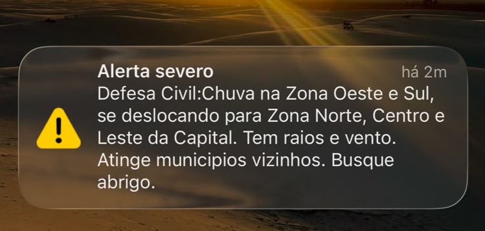 1 de 4
Alerta da Defesa Civil de SP &mdash; Foto: Reprodu&ccedil;&atilde;o