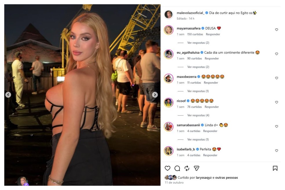 Malévola postou fotos no Egito em sua rede social. — Foto: Reprodução/Arquivo pessoal