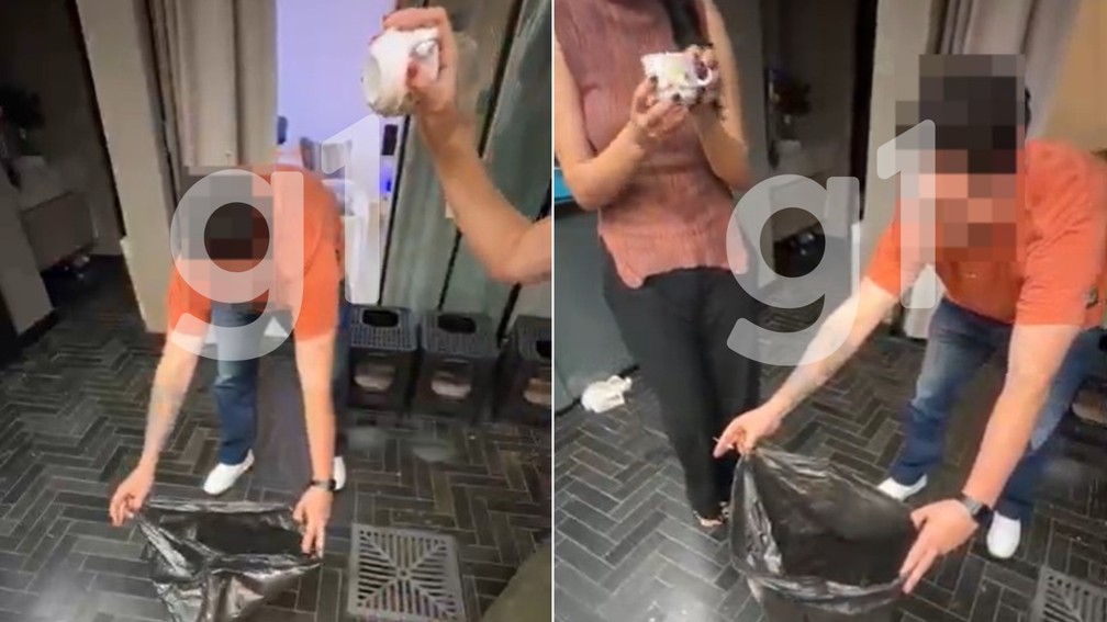 Matheus Mayer Milanez grava vídeo com amigos quebrando objetos pessoais da ex-noiva — Foto: reprodução