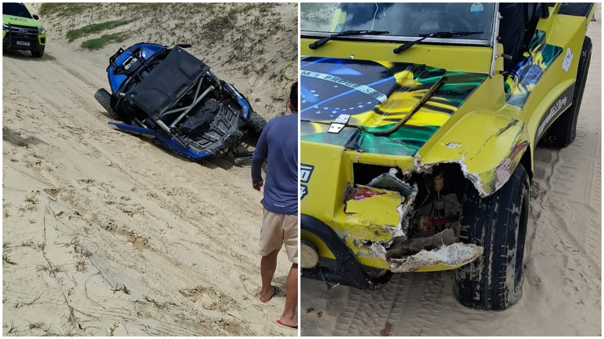 Vídeo: Buggy com turistas bate em veículo UTV em dunas de Caucaia, na Grande Fortaleza