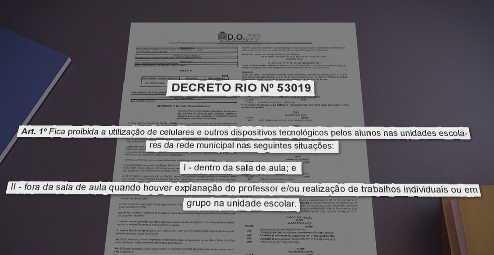 Prefeitura do Rio decide proibir uso de celulares em salas de aula — Foto: Reprodução/TV Globo