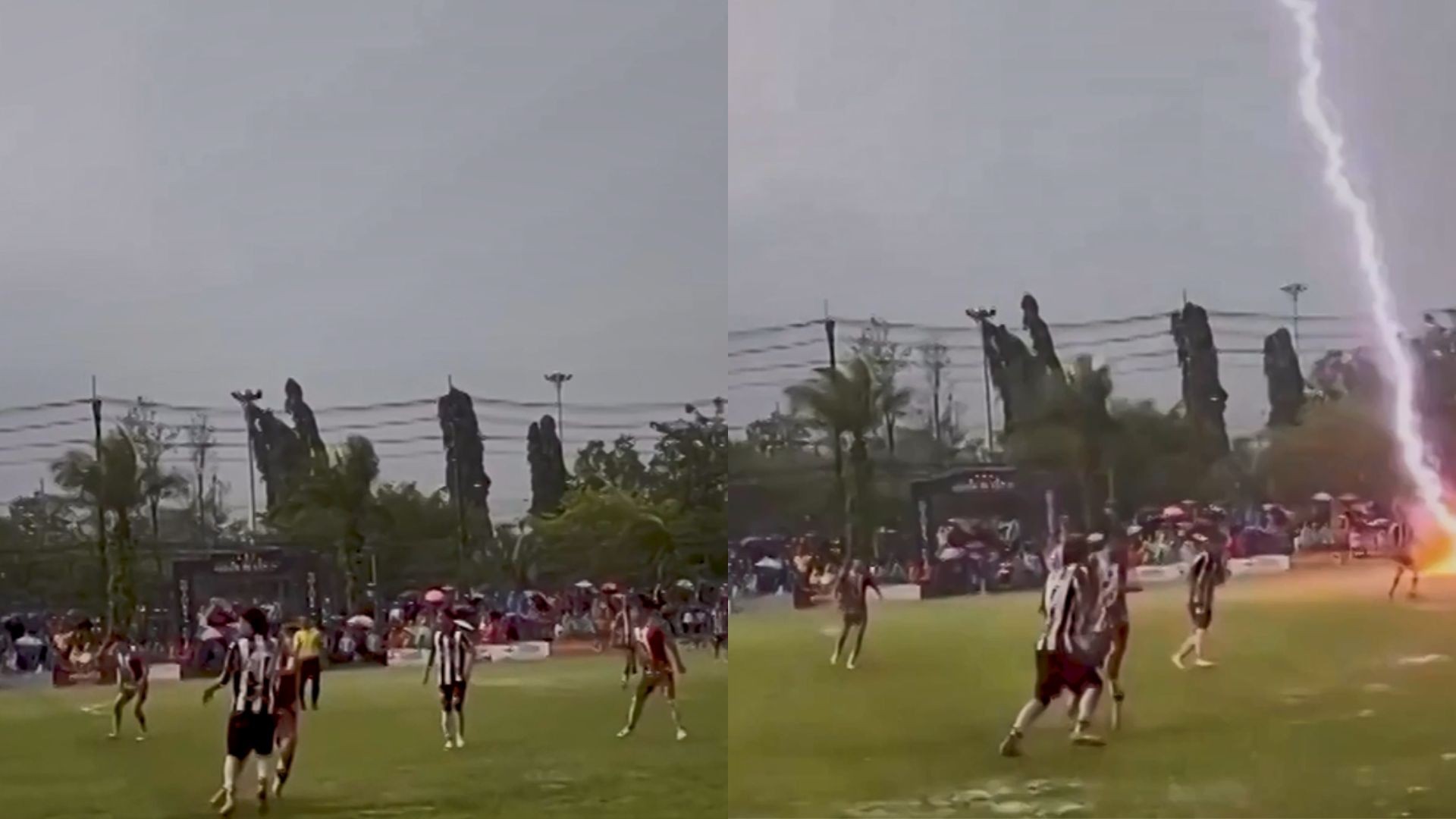 VÍDEO: raio atinge jogadores de futebol durante partida na Tailândia; 1 morre e 12 ficam feridos