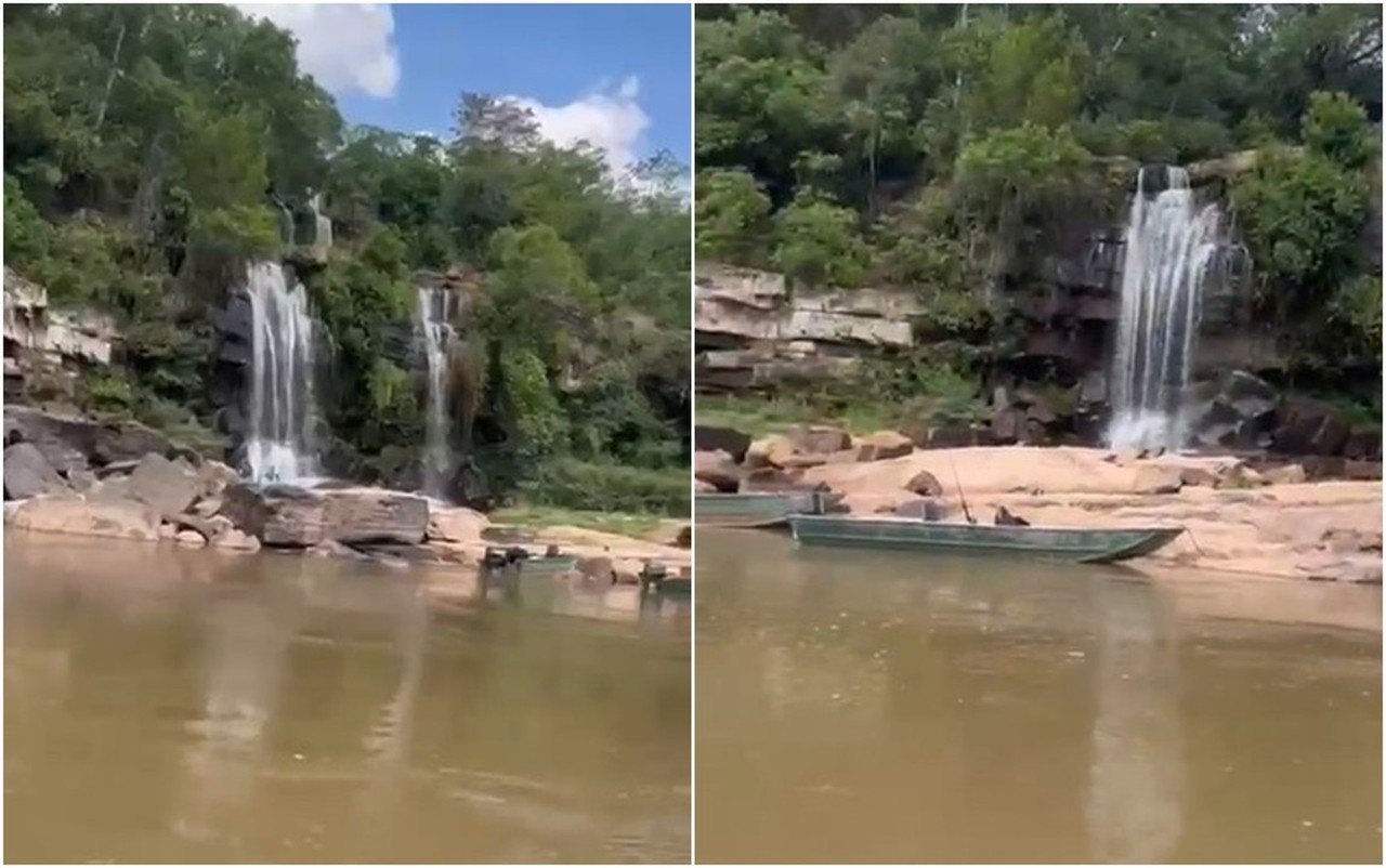 Cachoeira às margens do Rio Araguaia impressiona; vídeo